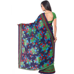 Mayawye Women's Faux Georgette Printed Saree With Unstitched Blouse 5.5Mtr (Green)
