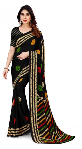 Mayawye Women's Faux Georgette Printed Saree With Unstitched Blouse 5.5Mtr (Multicolor)