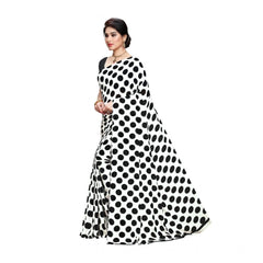 Mayawye Women's Georgette Printed Saree With Unstitched Blouse 5.5Mtr (W.Black)