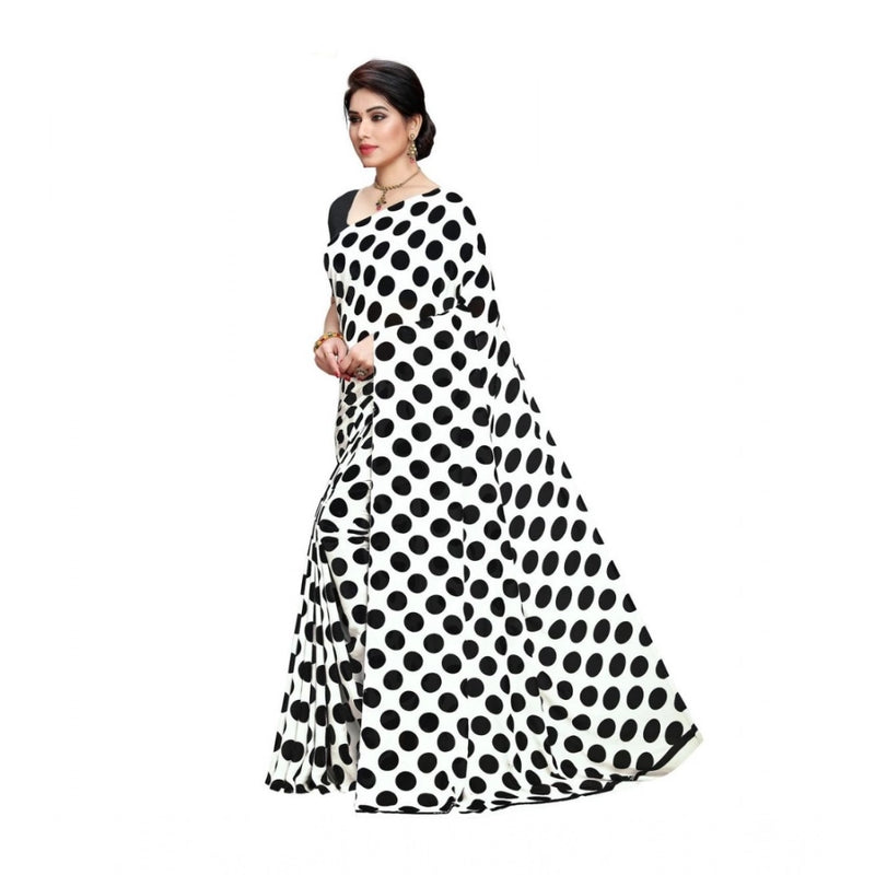 Mayawye Women's Georgette Printed Saree With Unstitched Blouse 5.5Mtr (W.Black)