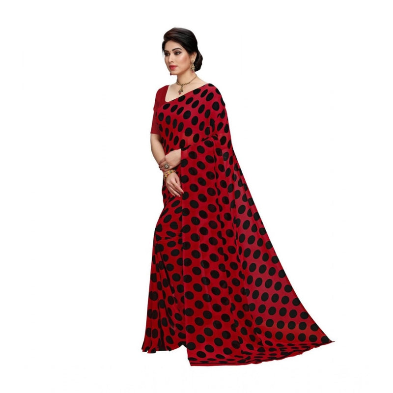 Mayawye Women's Georgette Printed Saree With Unstitched Blouse 5.5Mtr (R.Black)