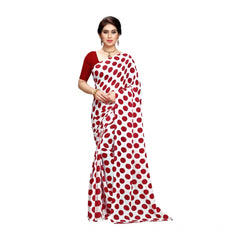 Mayawye Women's Georgette Printed Saree With Unstitched Blouse 5.5Mtr (W.Red)