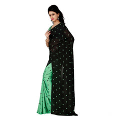 Mayawye Women's Georgette Printed Saree With Unstitched Blouse 5.5Mtr (Green)