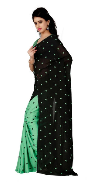 Mayawye Women's Georgette Printed Saree With Unstitched Blouse 5.5Mtr (Green)