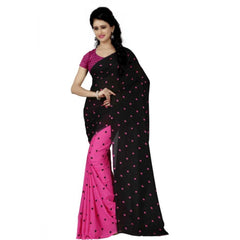 Mayawye Women's Faux Georgette Printed Saree With Unstitched Blouse 5.5Mtr (Pink)