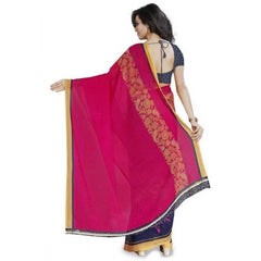 Mayawye Women's Faux Georgette Printed Saree With Unstitched Blouse 5.5Mtr (Pink)