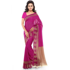 Mayawye Women's Faux Georgette Printed Saree With Unstitched Blouse 5.5Mtr (Pink)