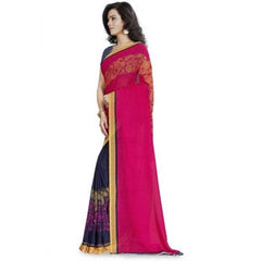 Mayawye Women's Faux Georgette Printed Saree With Unstitched Blouse 5.5Mtr (Pink)