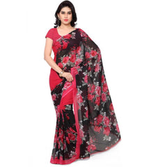 Mayawye Women's Faux Georgette Printed Saree With Unstitched Blouse 5.5Mtr (Pink)