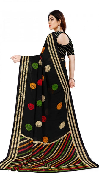 Mayawye Women's Faux Georgette Printed Saree With Unstitched Blouse 5.5Mtr (Multicolor)
