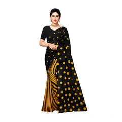 Mayawye Women's Georgette Printed Saree With Unstitched Blouse 5.5Mtr (Yellow)