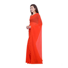 Mayawye Women's Dyed Solid Saree With Unstitched Blouse 5.5Mtr (Orange)