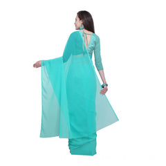 Mayawye Women's Dyed Solid Saree With Unstitched Blouse 5.5Mtr (Seablue)