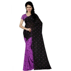 Mayawye Women's Faux Georgette Printed Saree With Unstitched Blouse 5.5Mtr (Purple)