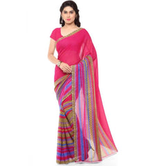 Mayawye Women's Faux Georgette Printed Saree With Unstitched Blouse 5.5Mtr (Pink)