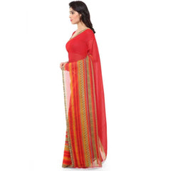 Mayawye Women's Faux Georgette Printed Saree With Unstitched Blouse 5.5Mtr (Red)