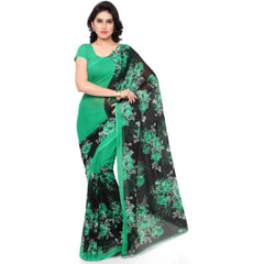 Mayawye Women's Faux Georgette Printed Saree With Unstitched Blouse 5.5Mtr (Green)