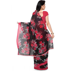 Mayawye Women's Faux Georgette Printed Saree With Unstitched Blouse 5.5Mtr (Pink)