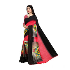Mayawye Women's Georgette Printed Saree With Unstitched Blouse 5.5Mtr (Pink)