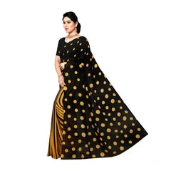 Mayawye Women's Georgette Printed Saree With Unstitched Blouse 5.5Mtr (Yellow)
