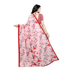 Mayawye Women's Georgette Printed Saree With Unstitched Blouse 5.5Mtr (Peach)