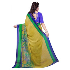 Mayawye Women's Faux Georgette Printed Saree With Unstitched Blouse 5.5Mtr (Green)