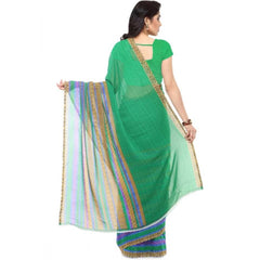 Mayawye Women's Faux Georgette Printed Saree With Unstitched Blouse 5.5Mtr (Green)