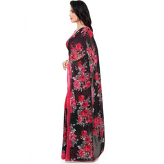 Mayawye Women's Faux Georgette Printed Saree With Unstitched Blouse 5.5Mtr (Pink)