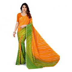 Mayawye Women's Faux Georgette Printed Saree With Unstitched Blouse 5.5Mtr (Yellow)