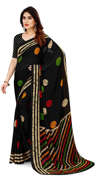 Mayawye Women's Faux Georgette Printed Saree With Unstitched Blouse 5.5Mtr (Multicolor)
