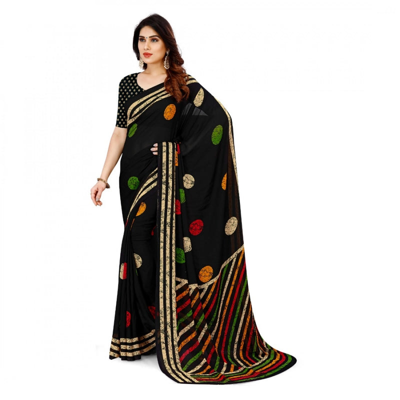 Mayawye Women's Faux Georgette Printed Saree With Unstitched Blouse 5.5Mtr (Multicolor)