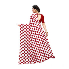 Mayawye Women's Georgette Printed Saree With Unstitched Blouse 5.5Mtr (W.Red)