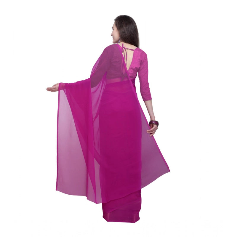Mayawye Women's Dyed Solid Saree With Unstitched Blouse 5.5Mtr (Pink)