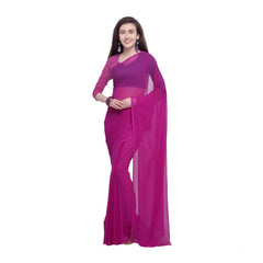 Mayawye Women's Dyed Solid Saree With Unstitched Blouse 5.5Mtr (Pink)