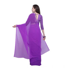 Mayawye Women's Dyed Solid Saree With Unstitched Blouse 5.5Mtr (Purple)
