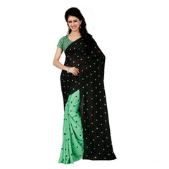 Mayawye Women's Georgette Printed Saree With Unstitched Blouse 5.5Mtr (Green)