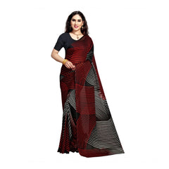 Mayawye Women's Georgette Printed Saree With Unstitched Blouse 5.5Mtr (Black)
