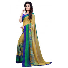 Mayawye Women's Faux Georgette Printed Saree With Unstitched Blouse 5.5Mtr (Green)