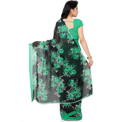 Mayawye Women's Faux Georgette Printed Saree With Unstitched Blouse 5.5Mtr (Green)