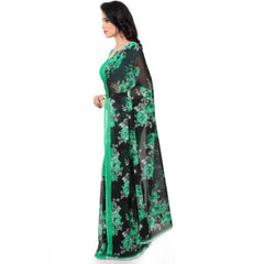 Mayawye Women's Faux Georgette Printed Saree With Unstitched Blouse 5.5Mtr (Green)
