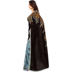 Mayawye Women's Faux Georgette Printed Saree With Unstitched Blouse 5.5Mtr (Brown)