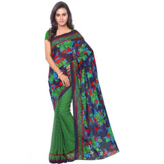 Mayawye Women's Faux Georgette Printed Saree With Unstitched Blouse 5.5Mtr (Green)