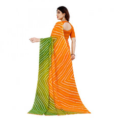 Mayawye Women's Faux Georgette Printed Saree With Unstitched Blouse 5.5Mtr (Yellow)