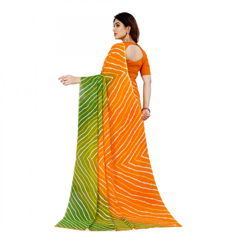 Mayawye Women's Faux Georgette Printed Saree With Unstitched Blouse 5.5Mtr (Yellow)