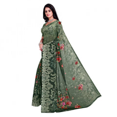 Mayawye Women's Faux Georgette Printed Saree With Unstitched Blouse 5.5Mtr (Green)
