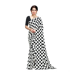 Mayawye Women's Georgette Printed Saree With Unstitched Blouse 5.5Mtr (W.Black)