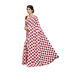 Mayawye Women's Georgette Printed Saree With Unstitched Blouse 5.5Mtr (W.Red)