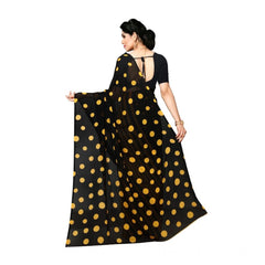 Mayawye Women's Georgette Printed Saree With Unstitched Blouse 5.5Mtr (Yellow)