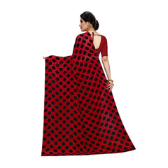 Mayawye Women's Georgette Printed Saree With Unstitched Blouse 5.5Mtr (R.Black)