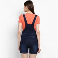 Mayawye Women's Denim Shorts Style Dungaree Pant (Blue)